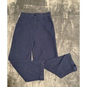 COS Womens Crop‎ Pants Size 2 Navy High Rise Casual Cotton Button Ankle Preppy